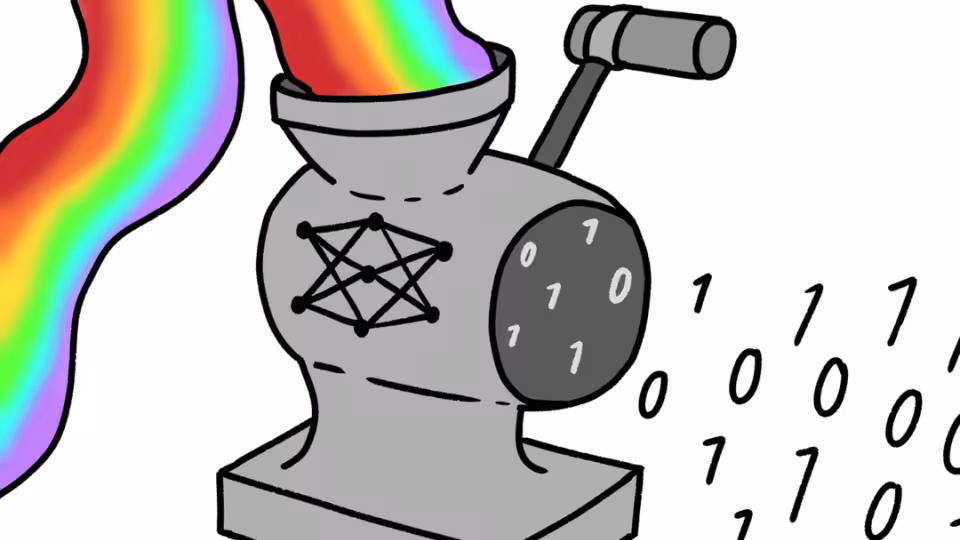 A rainbow is translated into binary code