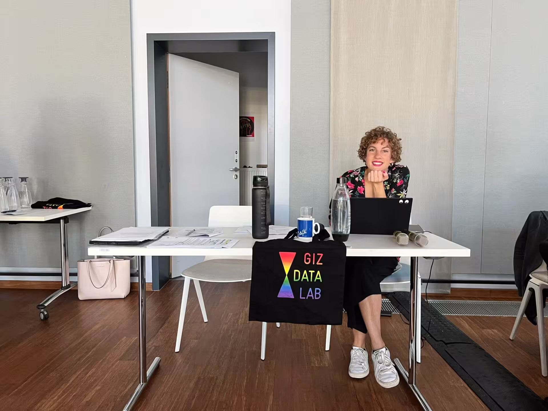A person is sitting at a desk