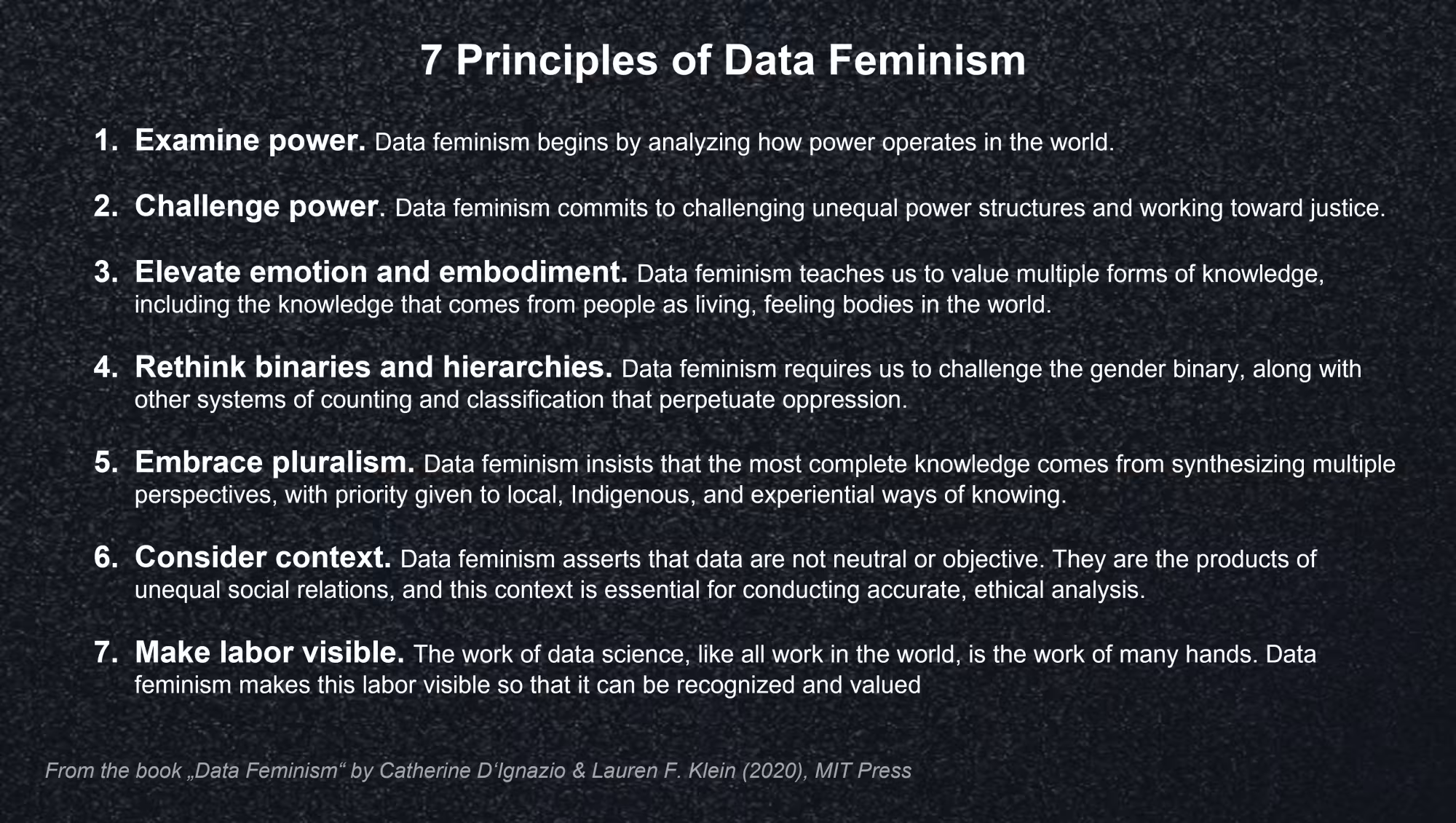 7 principles of data feminism